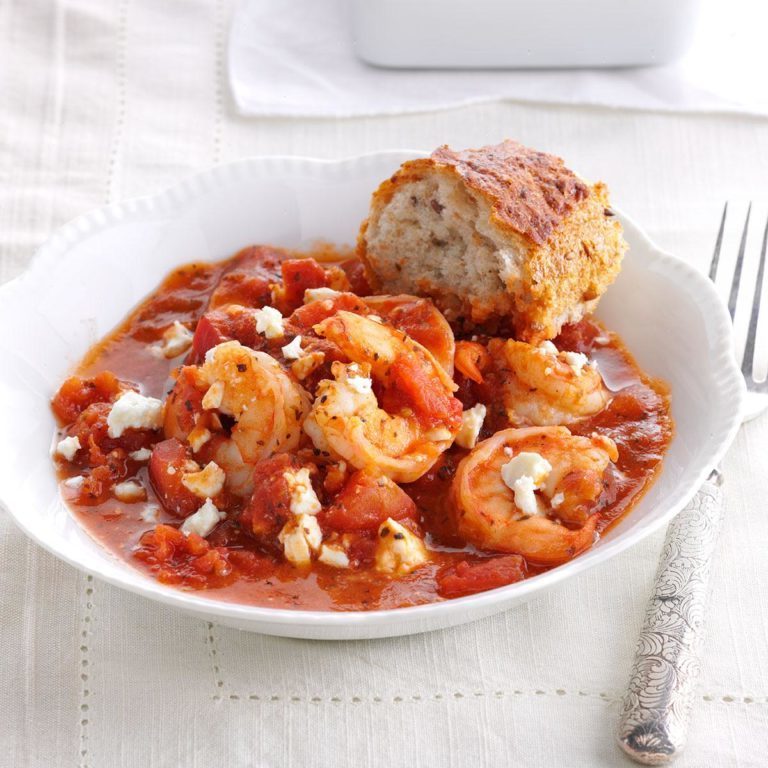 Sartén de camarones y feta Sartén de camarones y feta