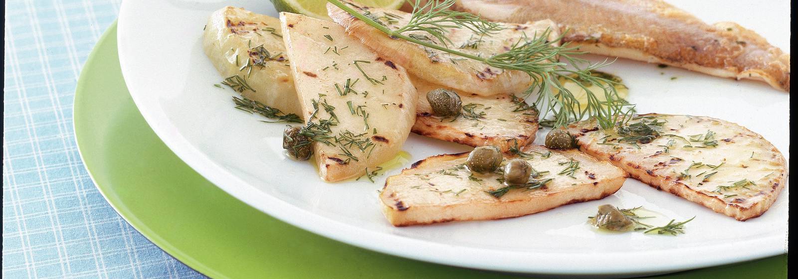 Colinabos a la plancha con aderezo de eneldo - Receta Hoy